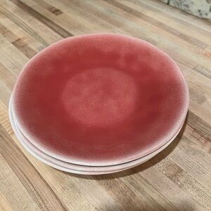 Set of 3 Anthropologie Plates Pink Dessert Plates